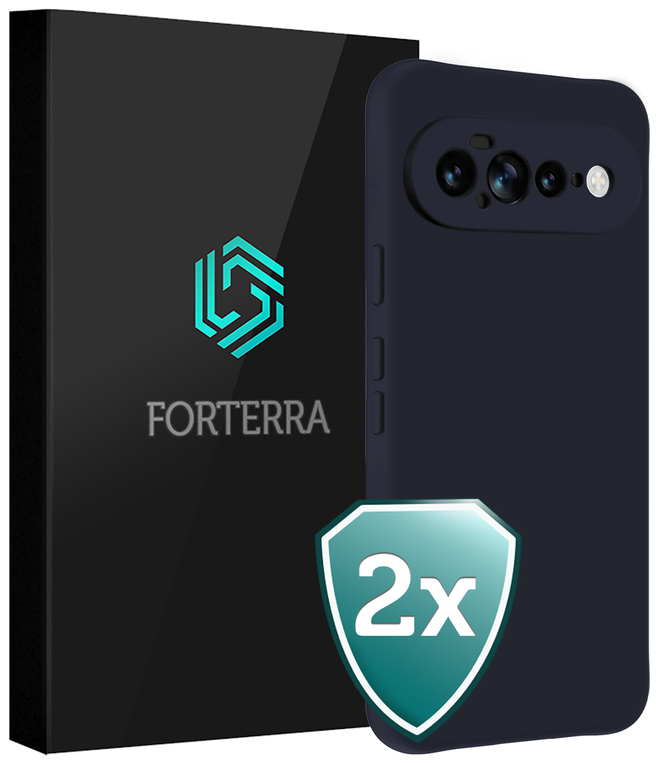 Forterra Forterra Google Pixel 11 Pro XL Hoesje Siliconen - Donkerblauw - 2 PACK
