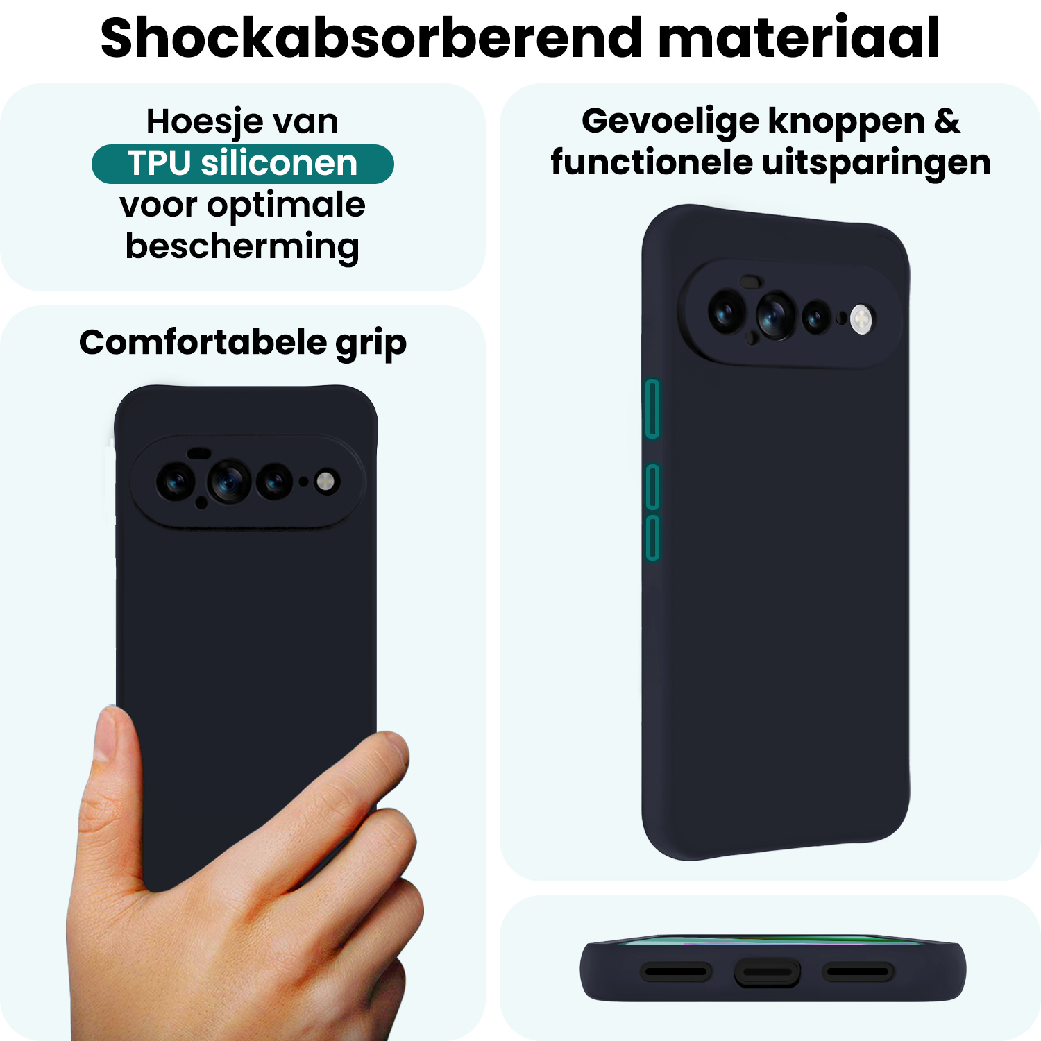 Forterra Forterra Google Pixel 11 Pro XL Hoesje Siliconen - Donkerblauw - 2 PACK