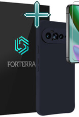 Forterra Forterra Google Pixel 11 Pro XL Hoesje Siliconen Met Screenprotector - Donkerblauw