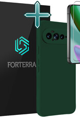 Forterra Forterra Google Pixel 11 Pro XL Hoesje Siliconen Met Screenprotector - Donkergroen