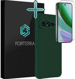 Forterra Forterra Google Pixel 11 Pro XL Hoesje Siliconen Met Screenprotector - Donkergroen