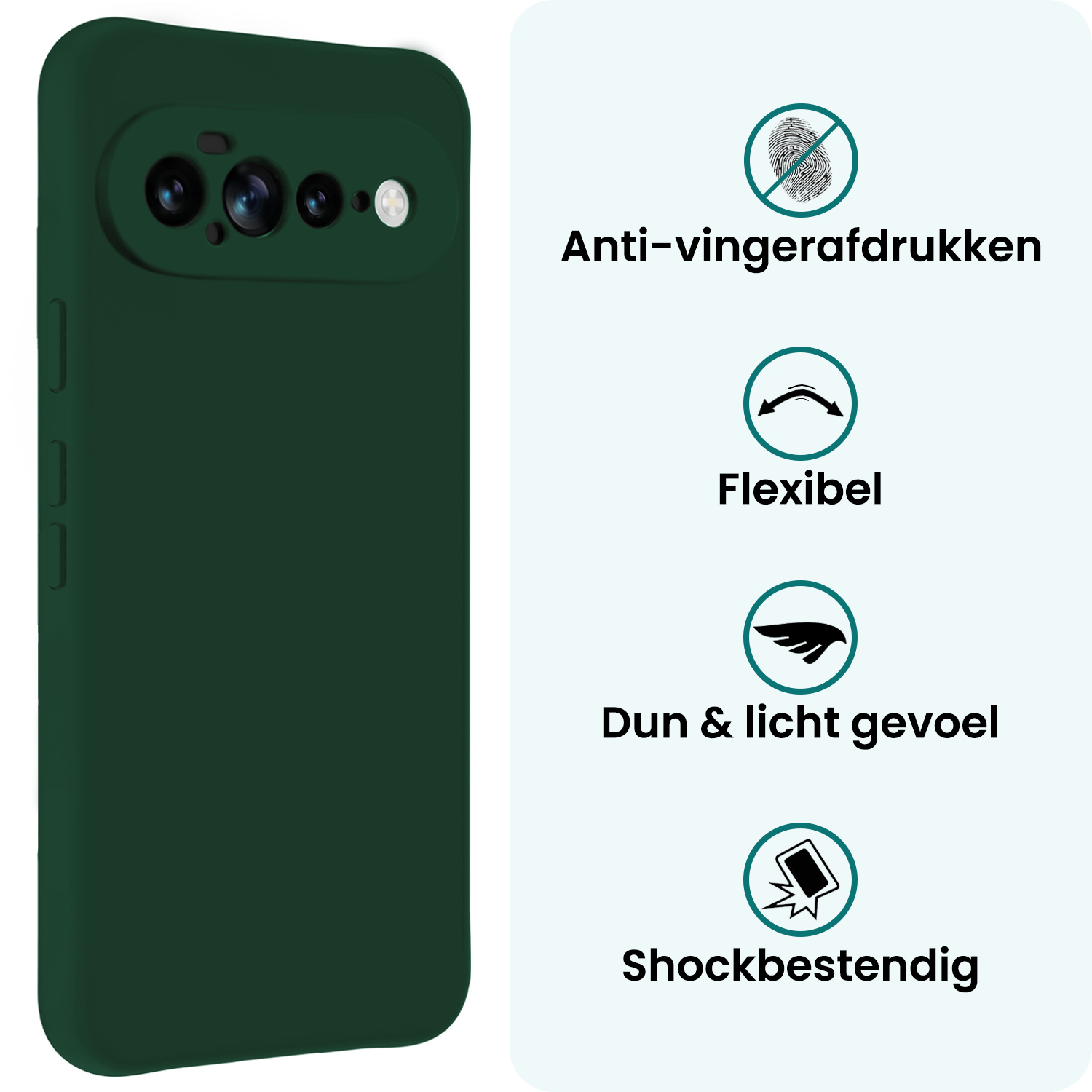 Forterra Forterra Google Pixel 11 Pro XL Hoesje Siliconen Met Screenprotector - Donkergroen