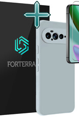 Forterra Forterra Google Pixel 11 Pro XL Hoesje Siliconen Met Screenprotector - Lichtblauw