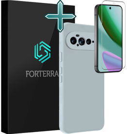 Forterra Forterra Google Pixel 11 Pro XL Hoesje Siliconen Met Screenprotector - Lichtblauw