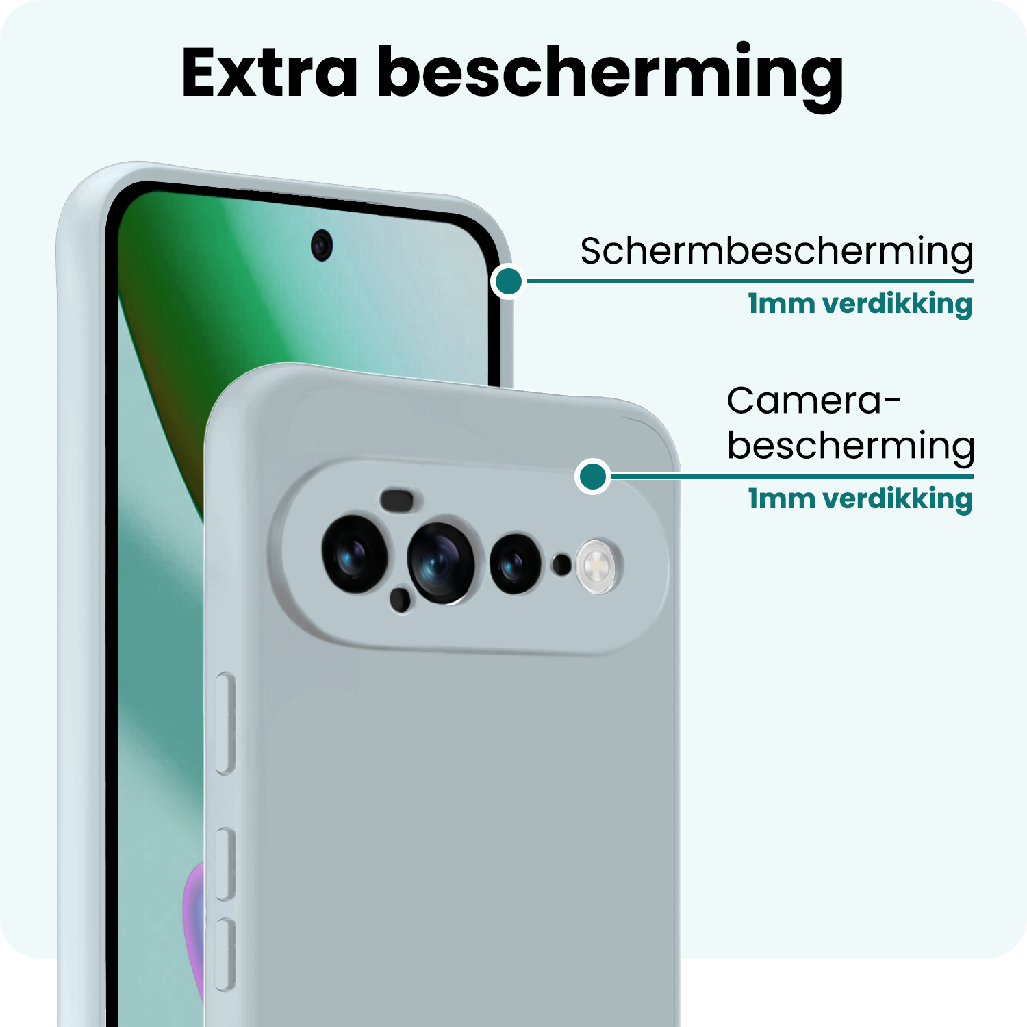 Forterra Forterra Google Pixel 11 Pro XL Hoesje Siliconen Met Screenprotector - Lichtblauw