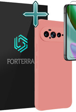 Forterra Forterra Google Pixel 11 Pro XL Hoesje Siliconen Met Screenprotector - Lichtroze