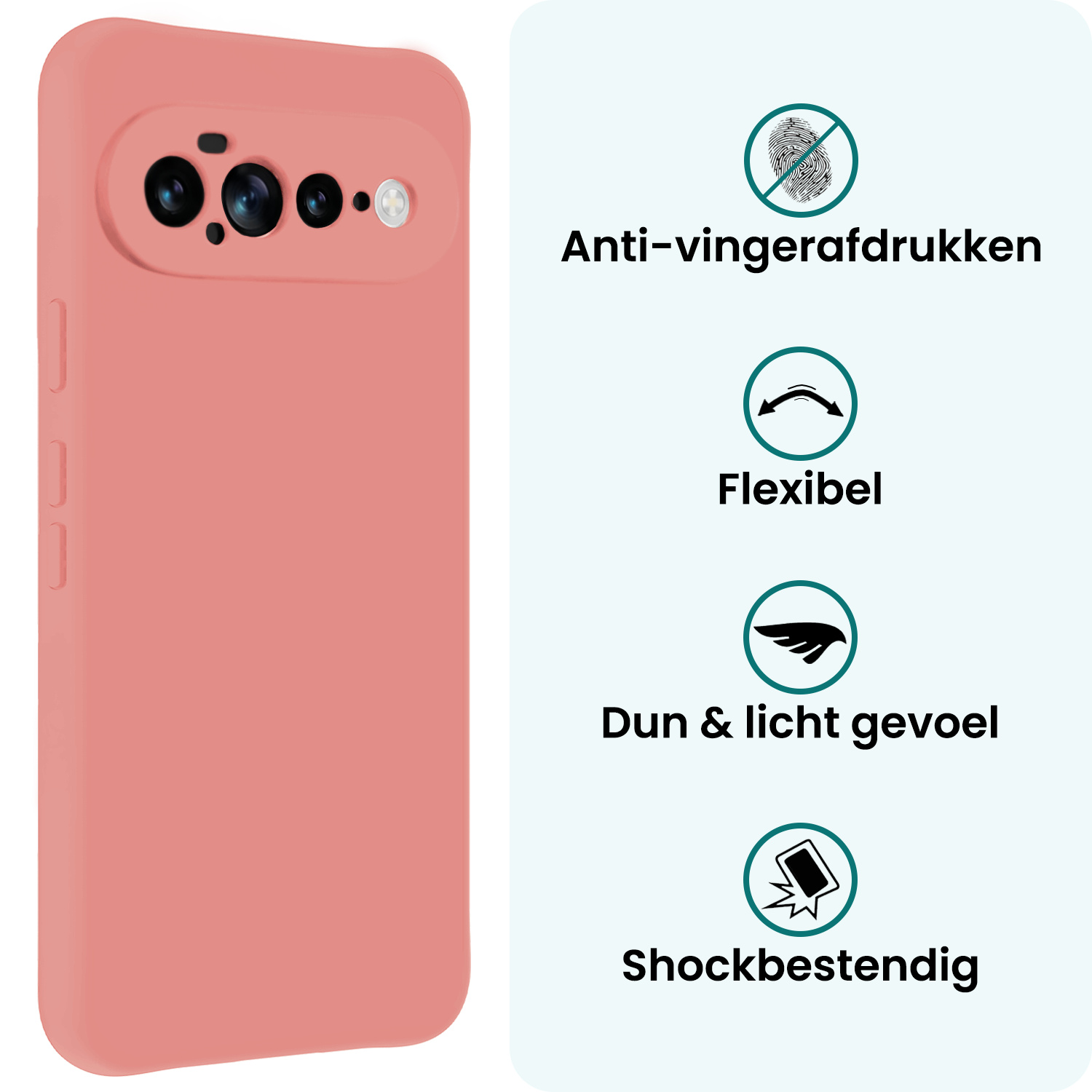 Forterra Forterra Google Pixel 11 Pro XL Hoesje Siliconen Met Screenprotector - Lichtroze