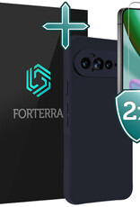 Forterra Forterra Google Pixel 11 Pro XL Hoesje Siliconen Met 2x Screenprotector - Donkerblauw