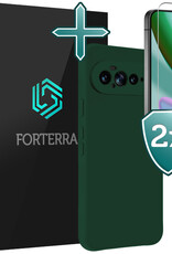 Forterra Forterra Google Pixel 11 Pro XL Hoesje Siliconen Met 2x Screenprotector - Donkergroen