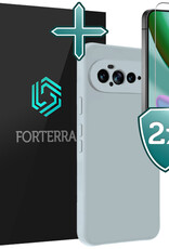 Forterra Forterra Google Pixel 11 Pro XL Hoesje Siliconen Met 2x Screenprotector - Lichtblauw