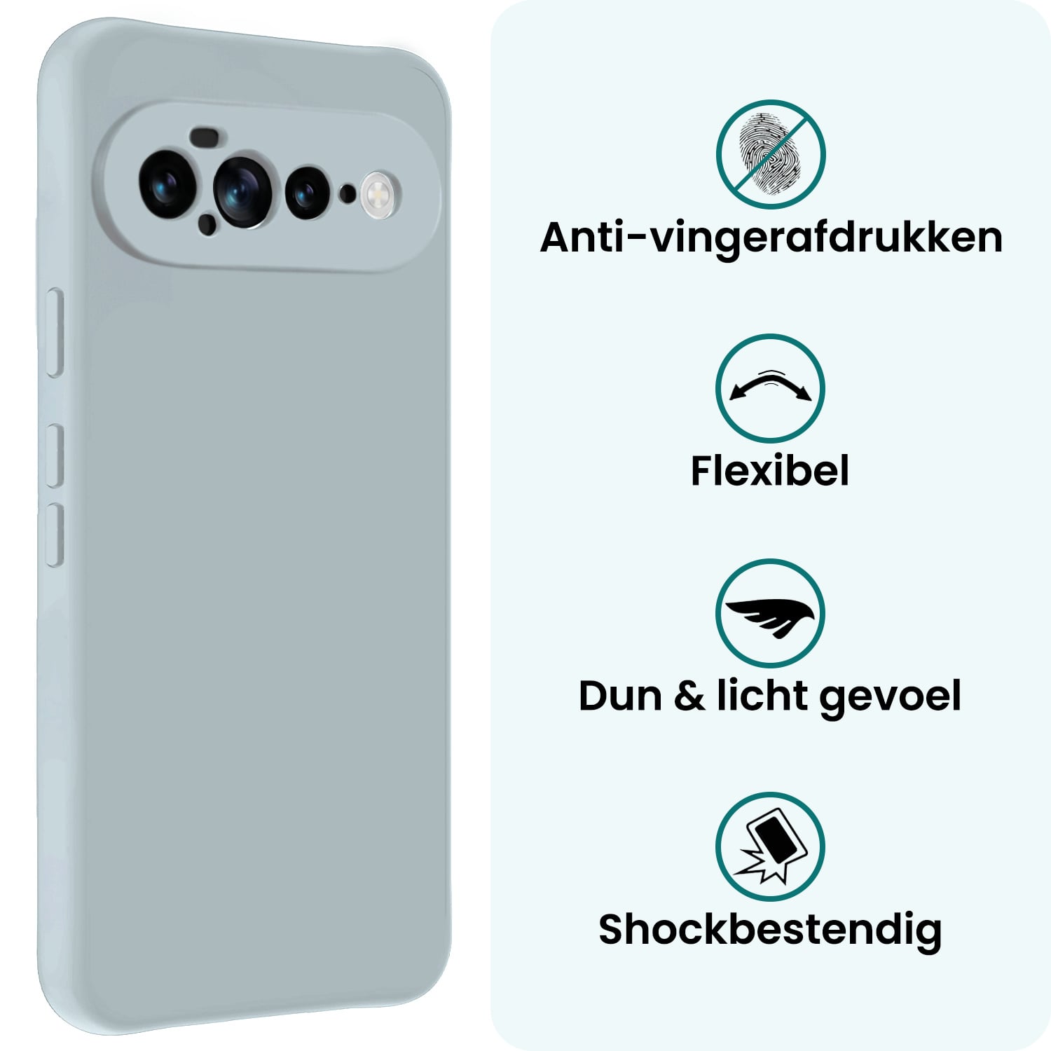 Forterra Forterra Google Pixel 11 Pro XL Hoesje Siliconen Met 2x Screenprotector - Lichtblauw