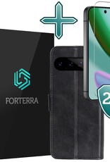 Forterra Forterra Google Pixel 11 Pro XL Hoesje Bookcase Met 2x Screenprotector - Zwart