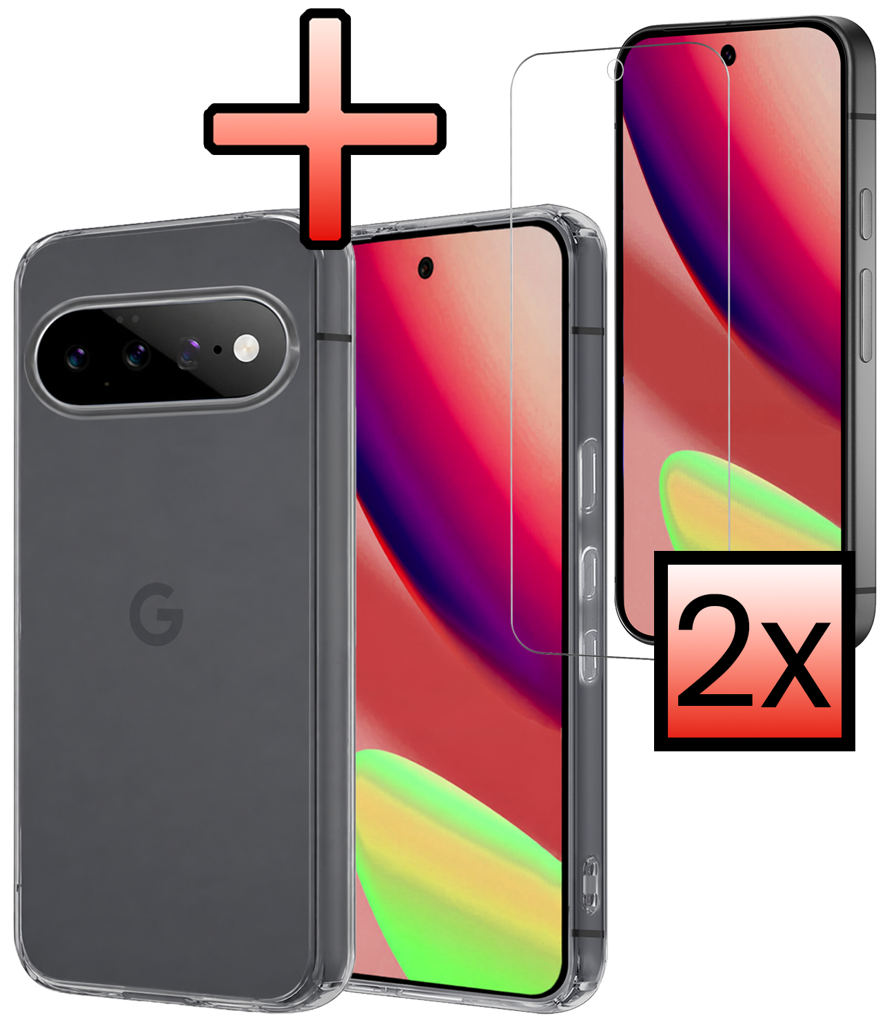 NoXx NoXx Google Pixel 11 Hoesje Siliconen Met 2x Screenprotector - Transparant