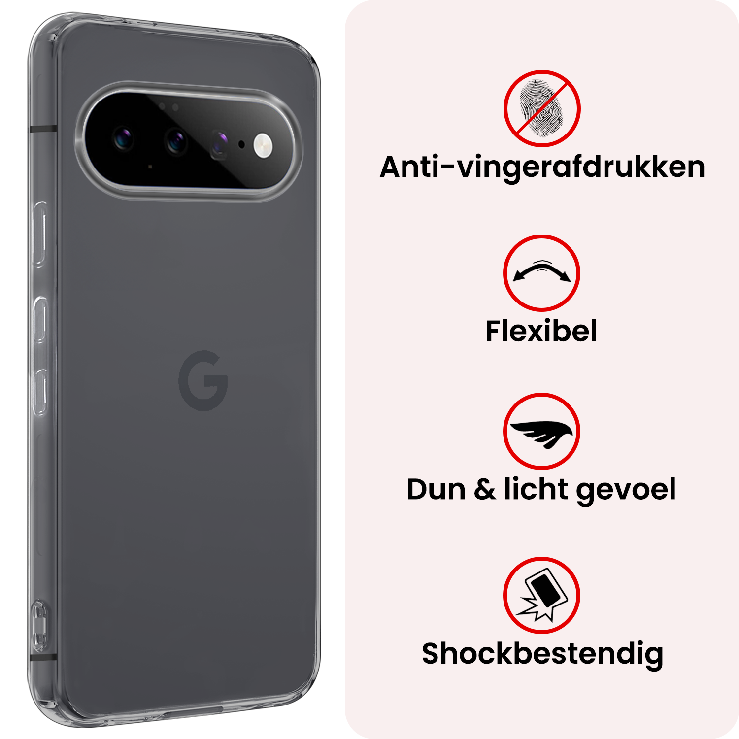 NoXx NoXx Google Pixel 11 Pro Hoesje Siliconen Met Screenprotector - Transparant