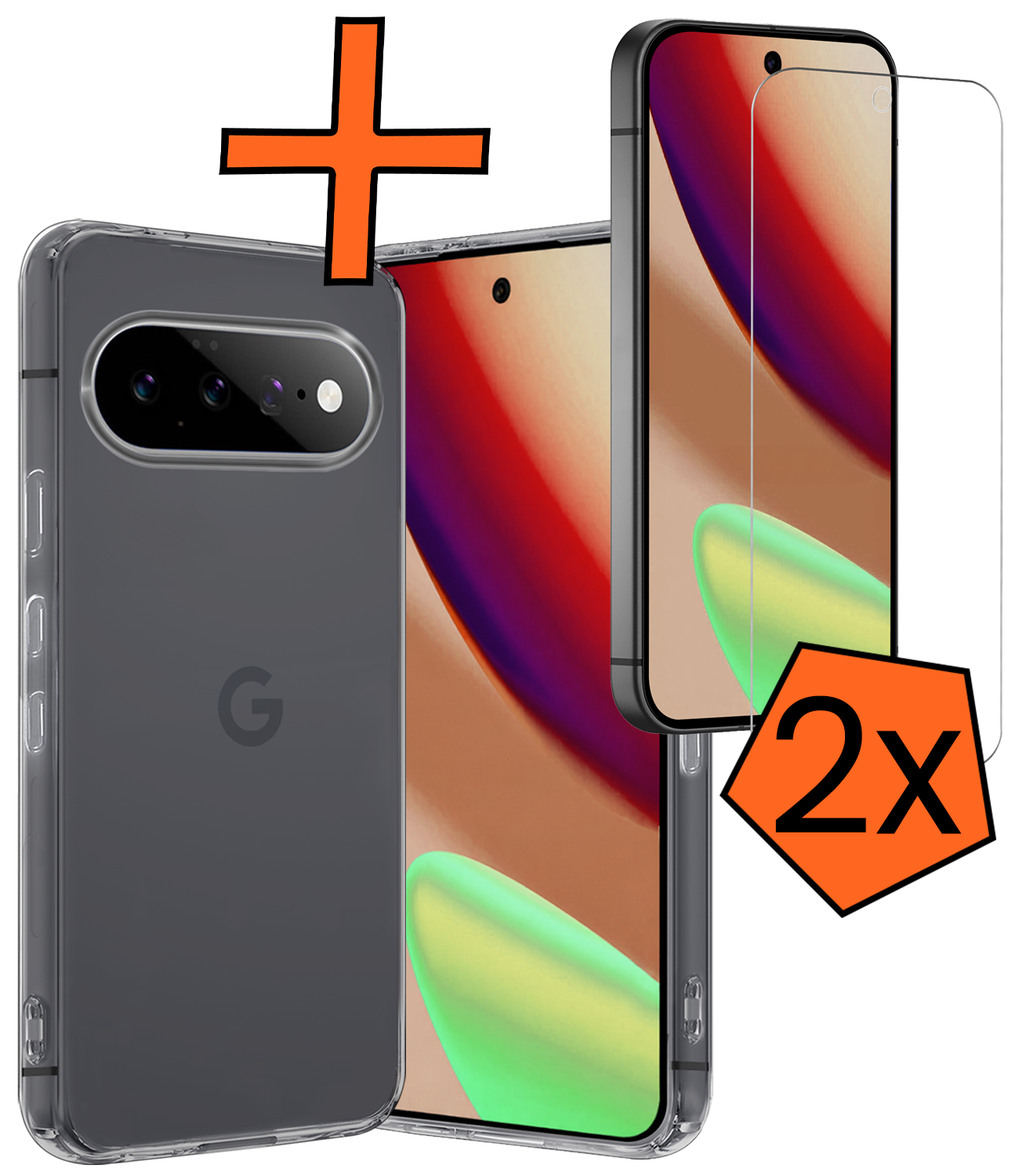 Nomfy Nomfy Google Pixel 11 Hoesje Siliconen Met 2x Screenprotector - Transparant