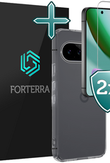 Forterra Forterra Google Pixel 11 Pro Hoesje Siliconen Met 2x Screenprotector - Transparant