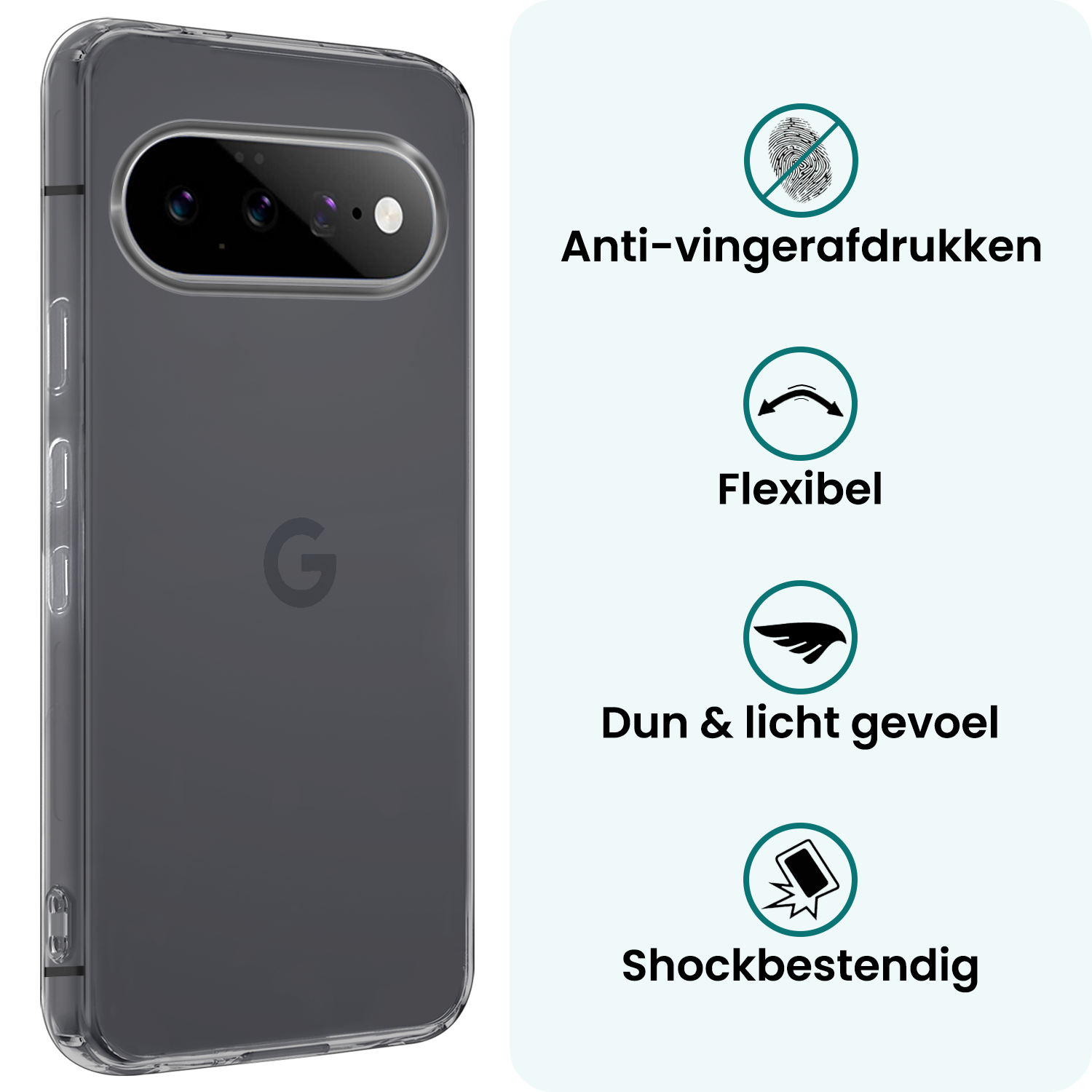 Forterra Forterra Google Pixel 11 Pro Hoesje Siliconen Met 2x Screenprotector - Transparant