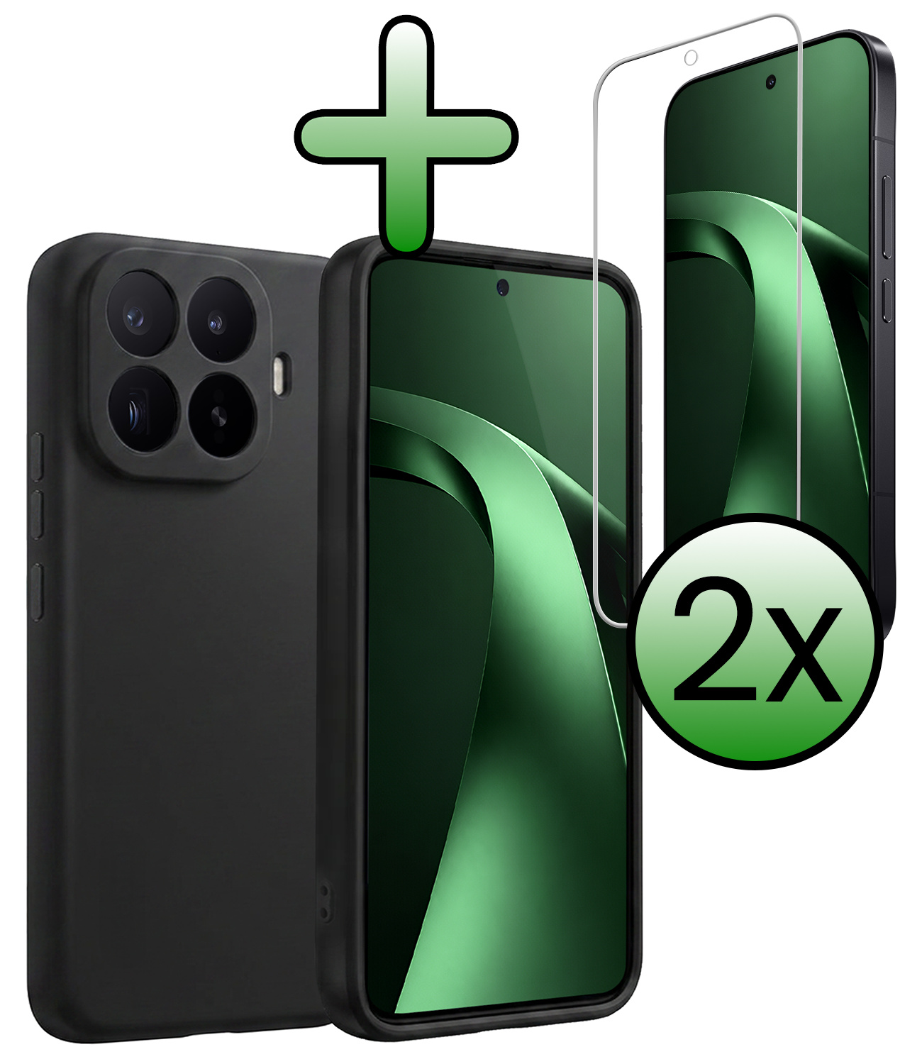BASEY. BASEY. Xiaomi 17T Pro Hoesje Siliconen Met 2x Screenprotector - Zwart