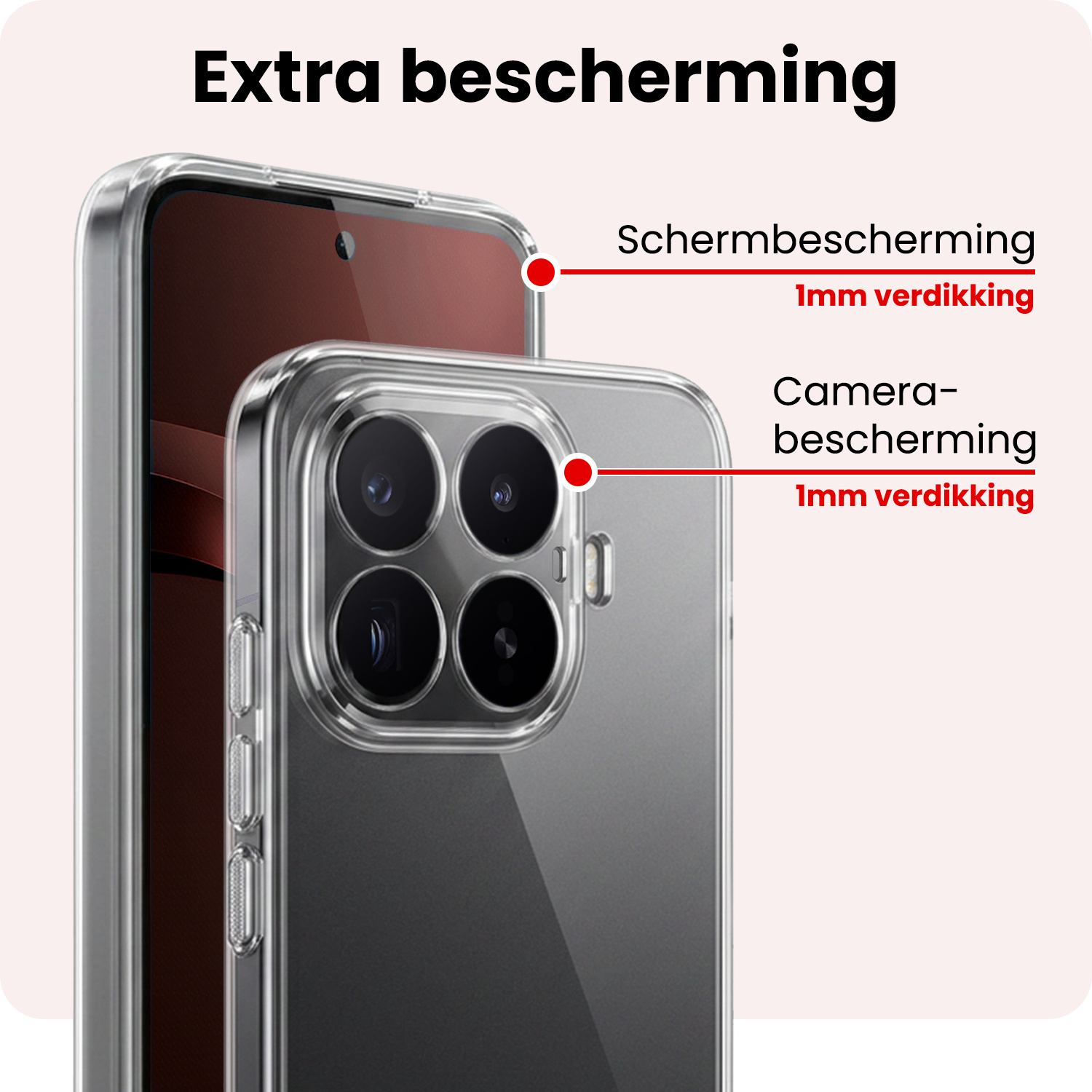 NoXx NoXx Xiaomi 17T Hoesje Siliconen Met Screenprotector - Transparant