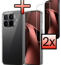 NoXx NoXx Xiaomi 17T Hoesje Siliconen Met 2x Screenprotector - Transparant