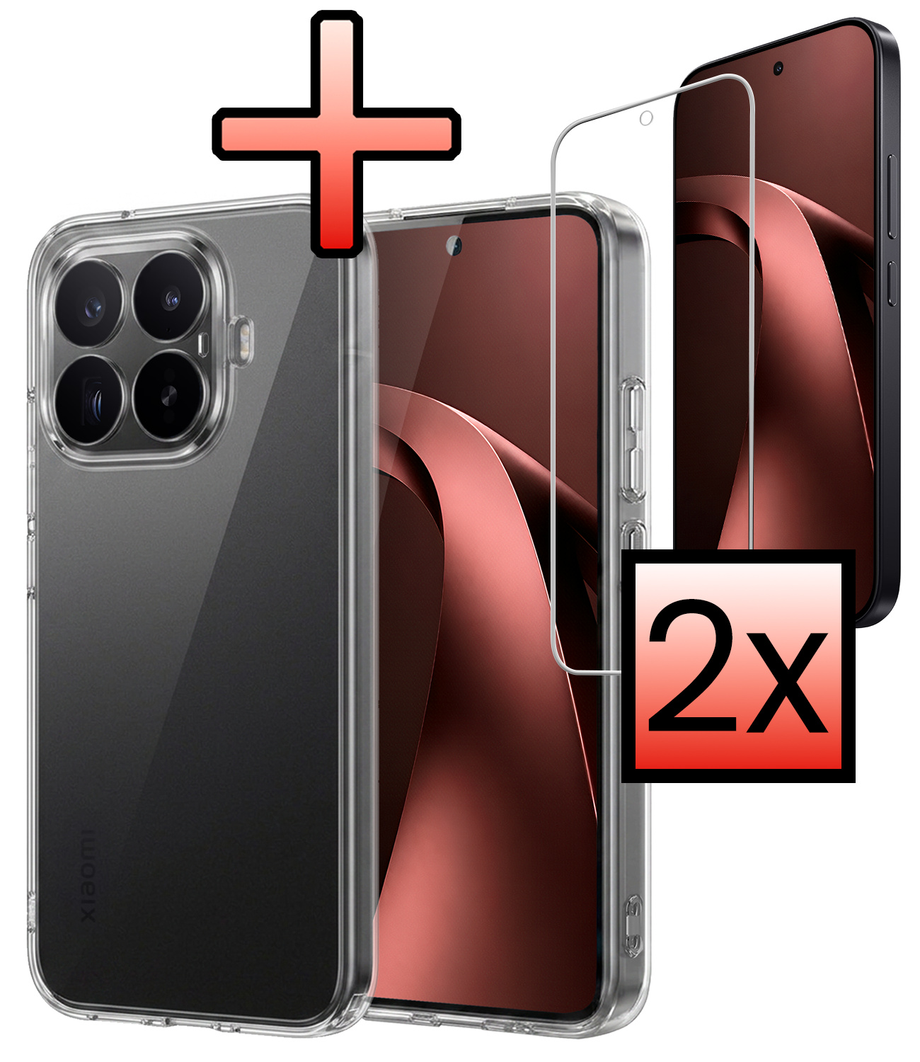 NoXx NoXx Xiaomi 17T Hoesje Siliconen Met 2x Screenprotector - Transparant