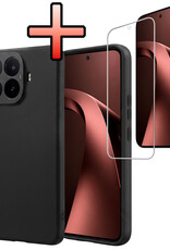 NoXx NoXx Xiaomi 17T Hoesje Siliconen Met Screenprotector - Zwart