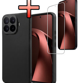 NoXx NoXx Xiaomi 17T Hoesje Siliconen Met Screenprotector - Zwart