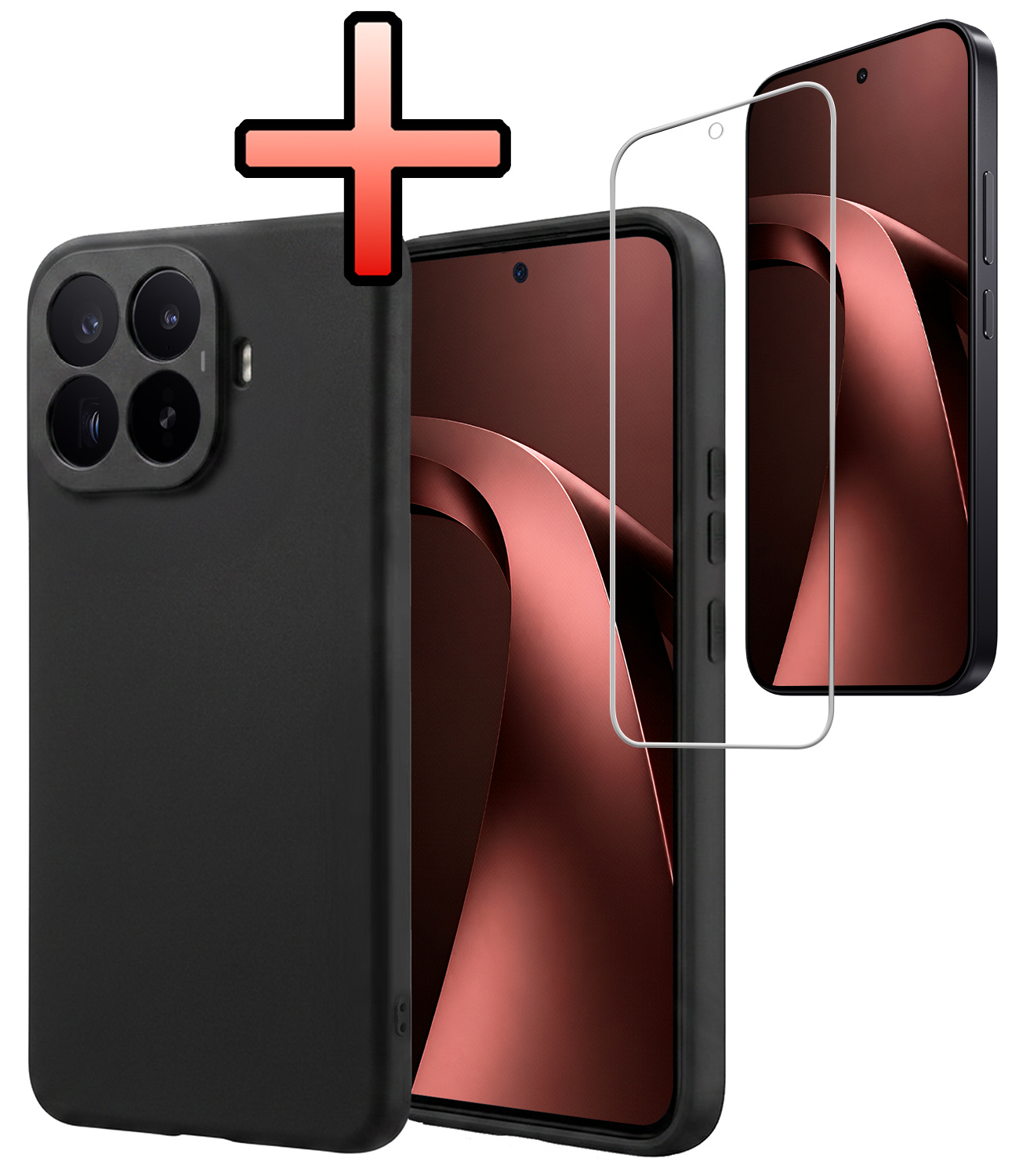 NoXx NoXx Xiaomi 17T Hoesje Siliconen Met Screenprotector - Zwart