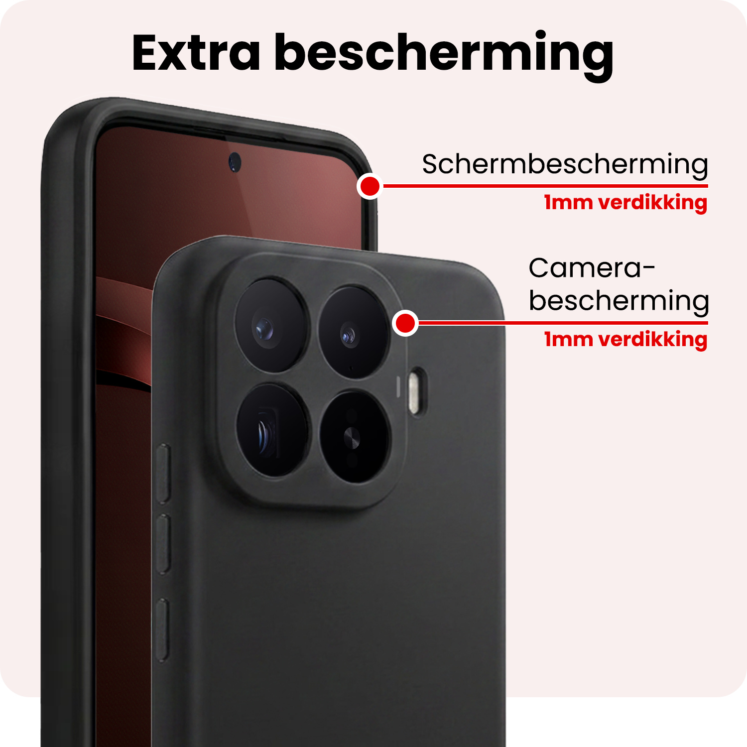 NoXx NoXx Xiaomi 17T Hoesje Siliconen Met Screenprotector - Zwart
