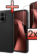 NoXx NoXx Xiaomi 17T Hoesje Siliconen Met 2x Screenprotector - Zwart