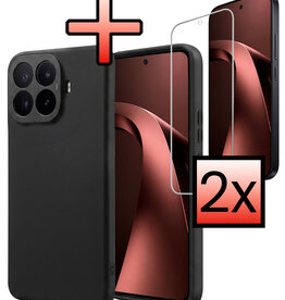 NoXx NoXx Xiaomi 17T Hoesje Siliconen Met 2x Screenprotector - Zwart