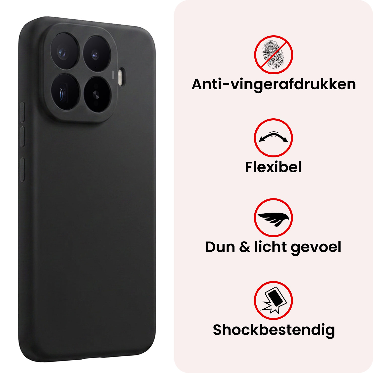 NoXx NoXx Xiaomi 17T Hoesje Siliconen Met 2x Screenprotector - Zwart
