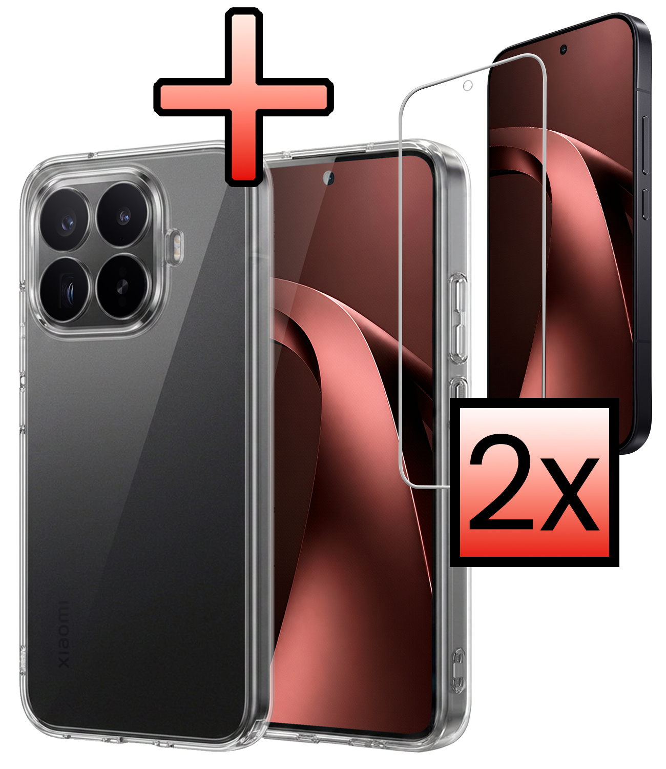 NoXx NoXx Xiaomi 17T Pro Hoesje Siliconen Met 2x Screenprotector - Transparant