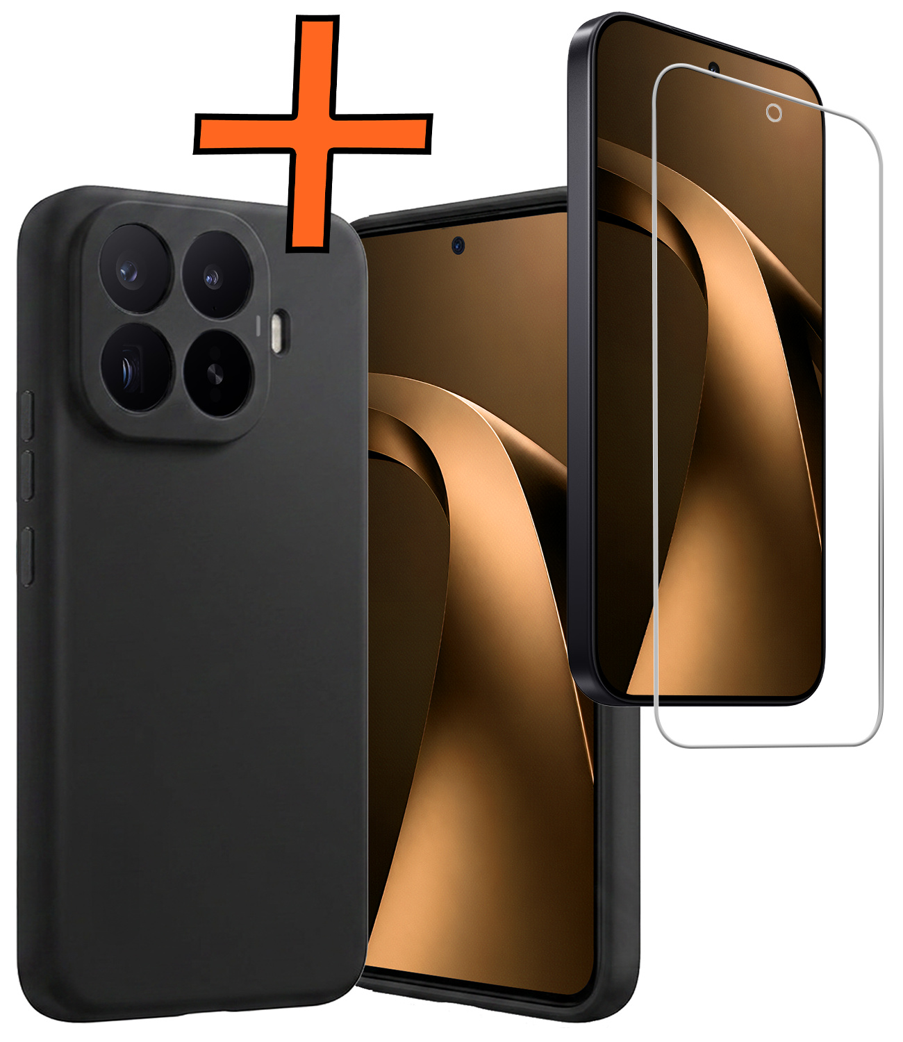 Nomfy Nomfy Xiaomi 17T Hoesje Siliconen Met Screenprotector - Zwart