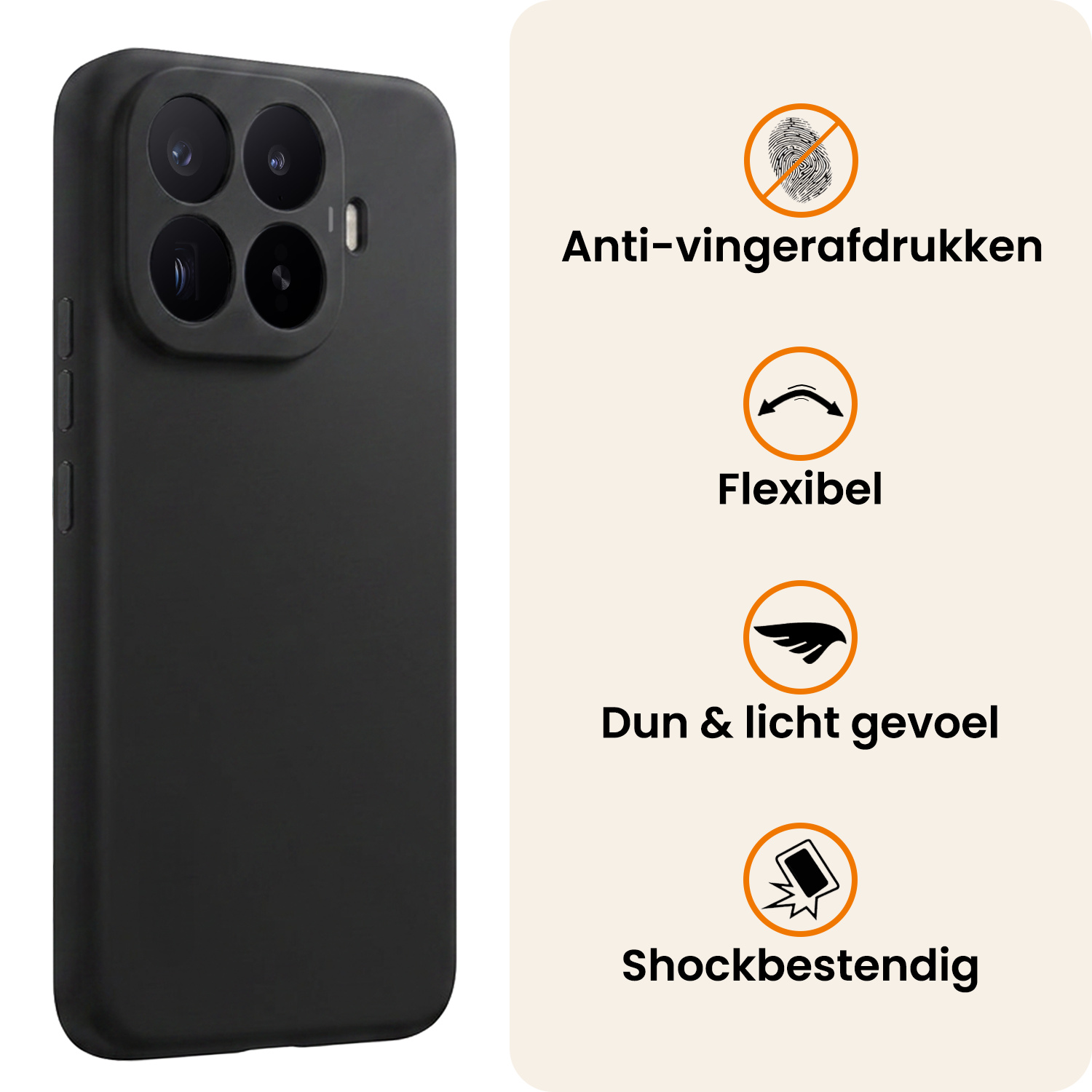 Nomfy Nomfy Xiaomi 17T Hoesje Siliconen Met Screenprotector - Zwart
