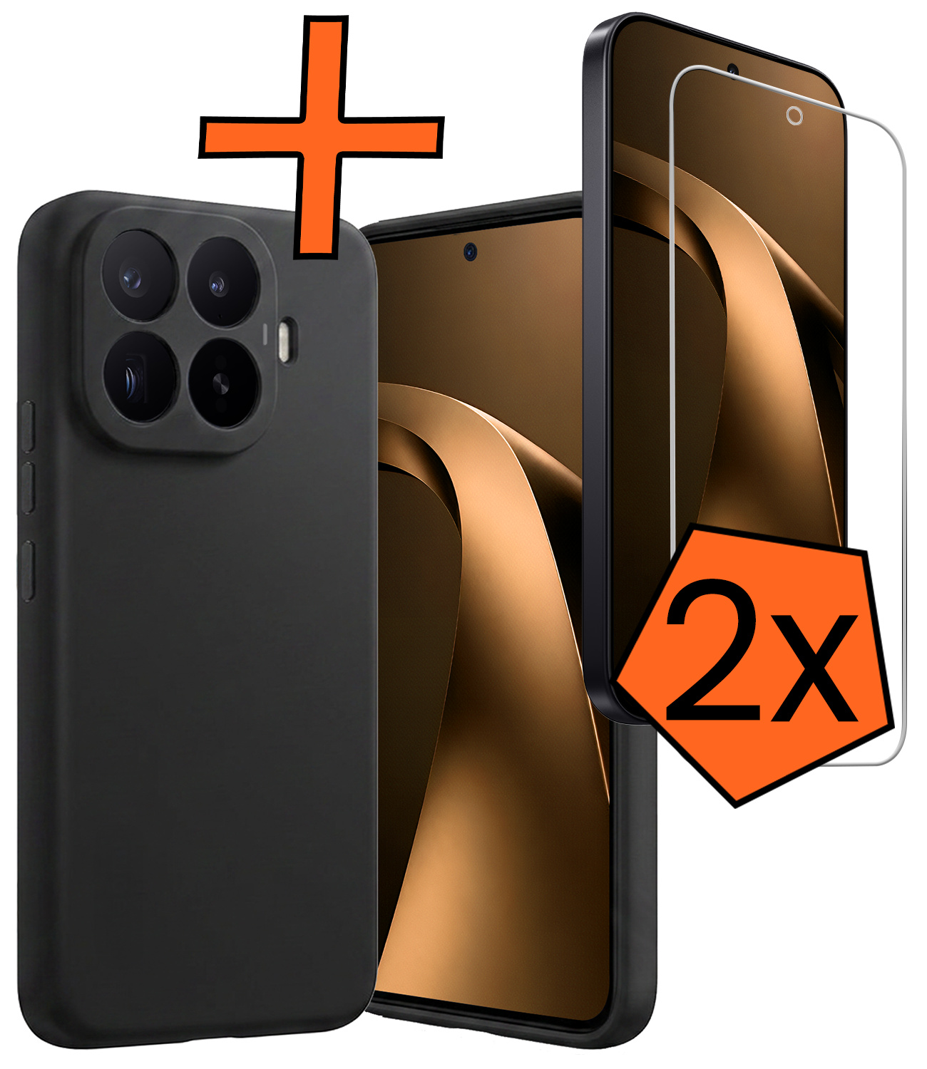 Nomfy Nomfy Xiaomi 17T Hoesje Siliconen Met 2x Screenprotector - Zwart