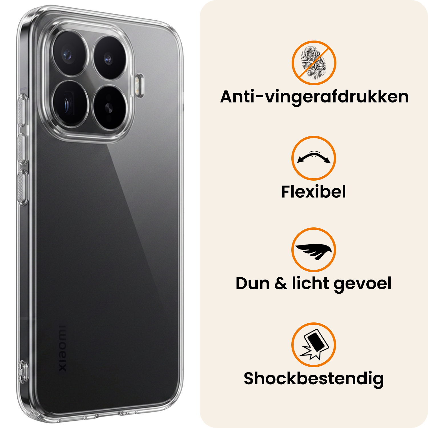 Nomfy Nomfy Xiaomi 17T Pro Hoesje Siliconen Met 2x Screenprotector - Transparant