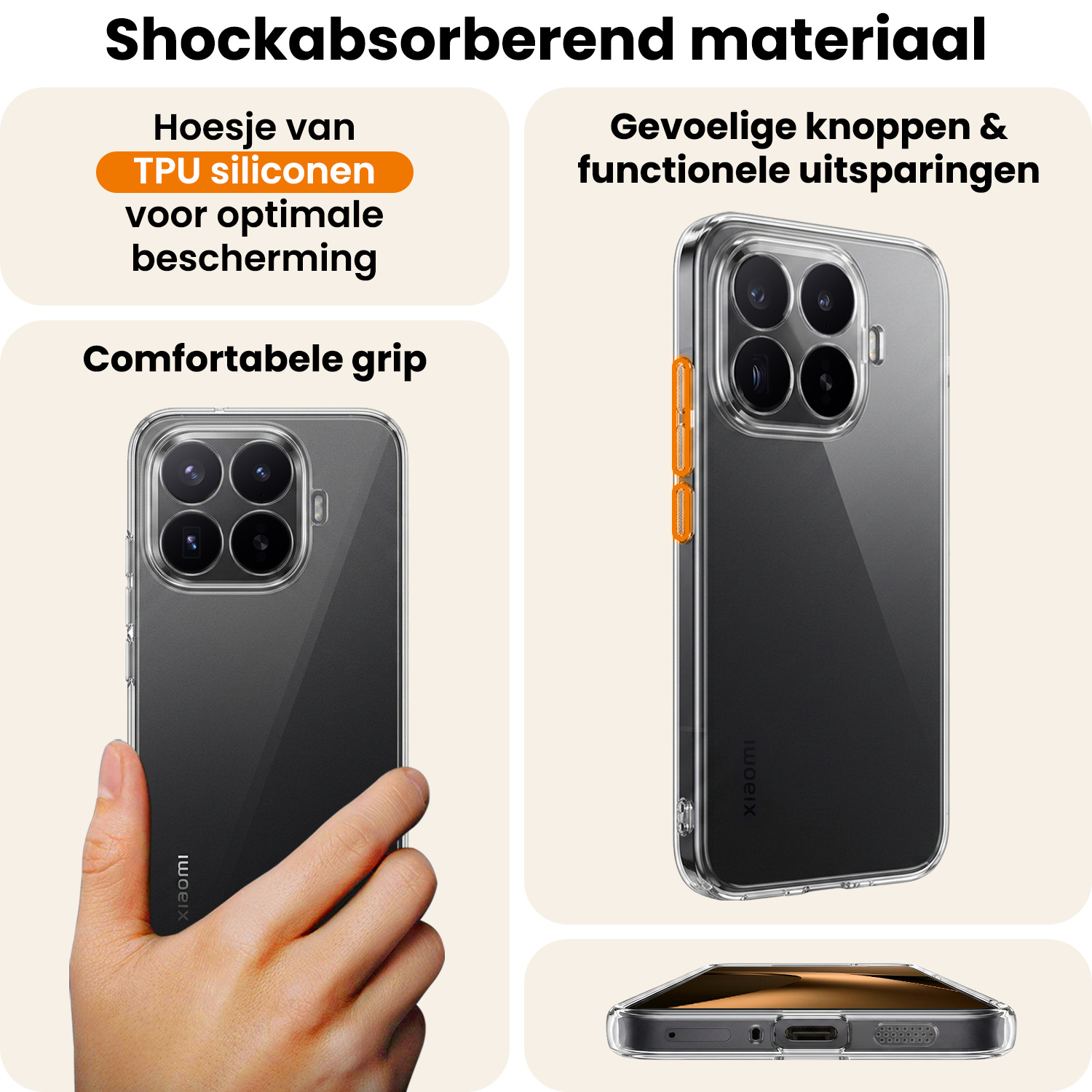 Nomfy Nomfy Xiaomi 17T Pro Hoesje Siliconen Met 2x Screenprotector - Transparant