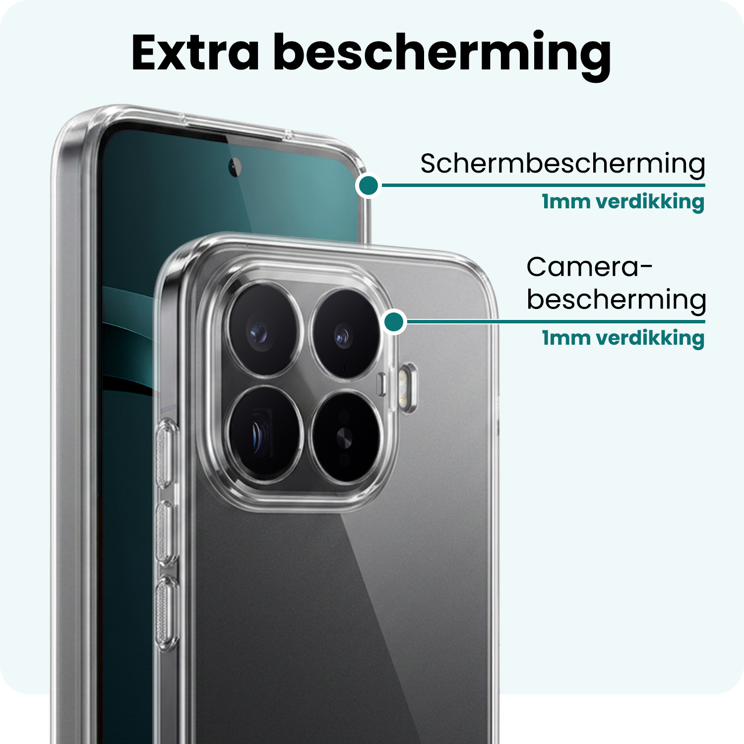 Forterra Forterra Xiaomi 17T Hoesje Siliconen Met Screenprotector - Transparant