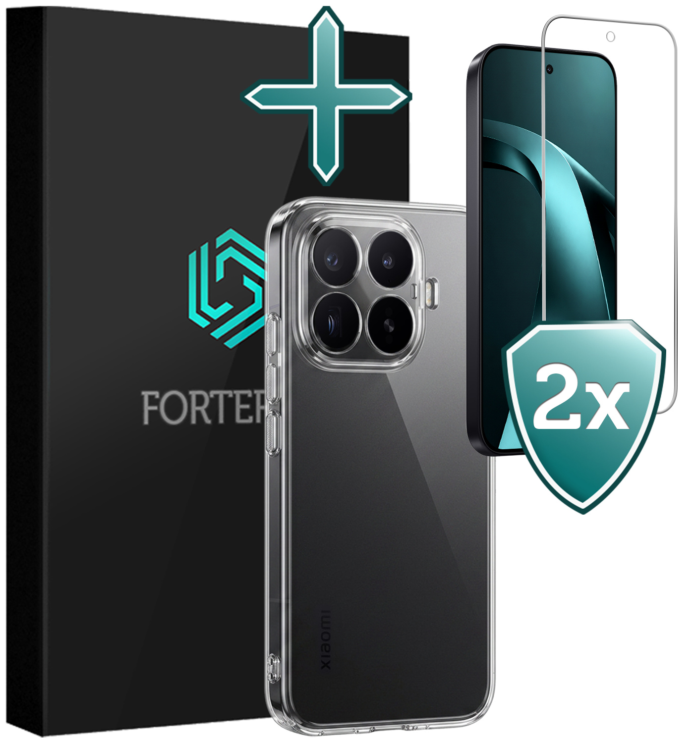Forterra Forterra Xiaomi 17T Hoesje Siliconen Met 2x Screenprotector - Transparant