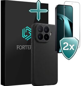 Forterra Forterra Xiaomi 17T Hoesje Siliconen Met 2x Screenprotector - Zwart