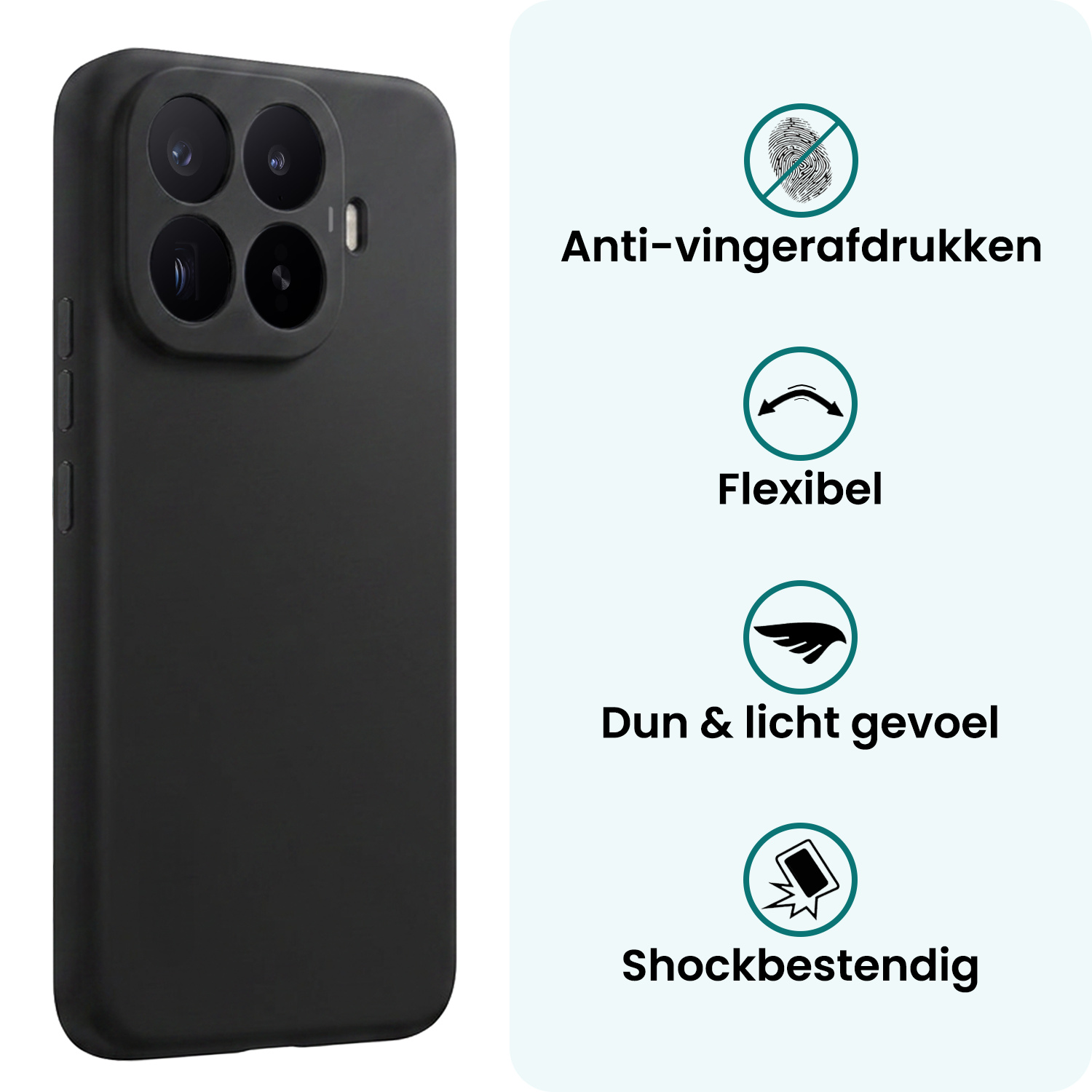 Forterra Forterra Xiaomi 17T Hoesje Siliconen Met 2x Screenprotector - Zwart