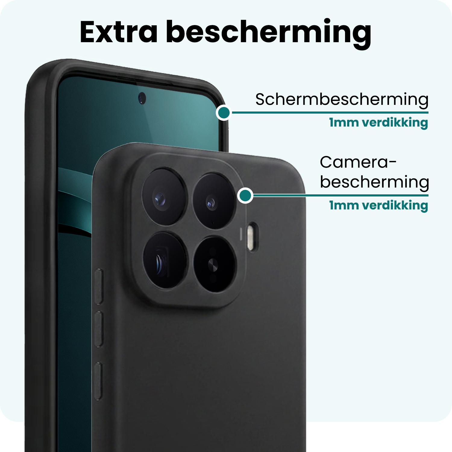 Forterra Forterra Xiaomi 17T Hoesje Siliconen Met 2x Screenprotector - Zwart