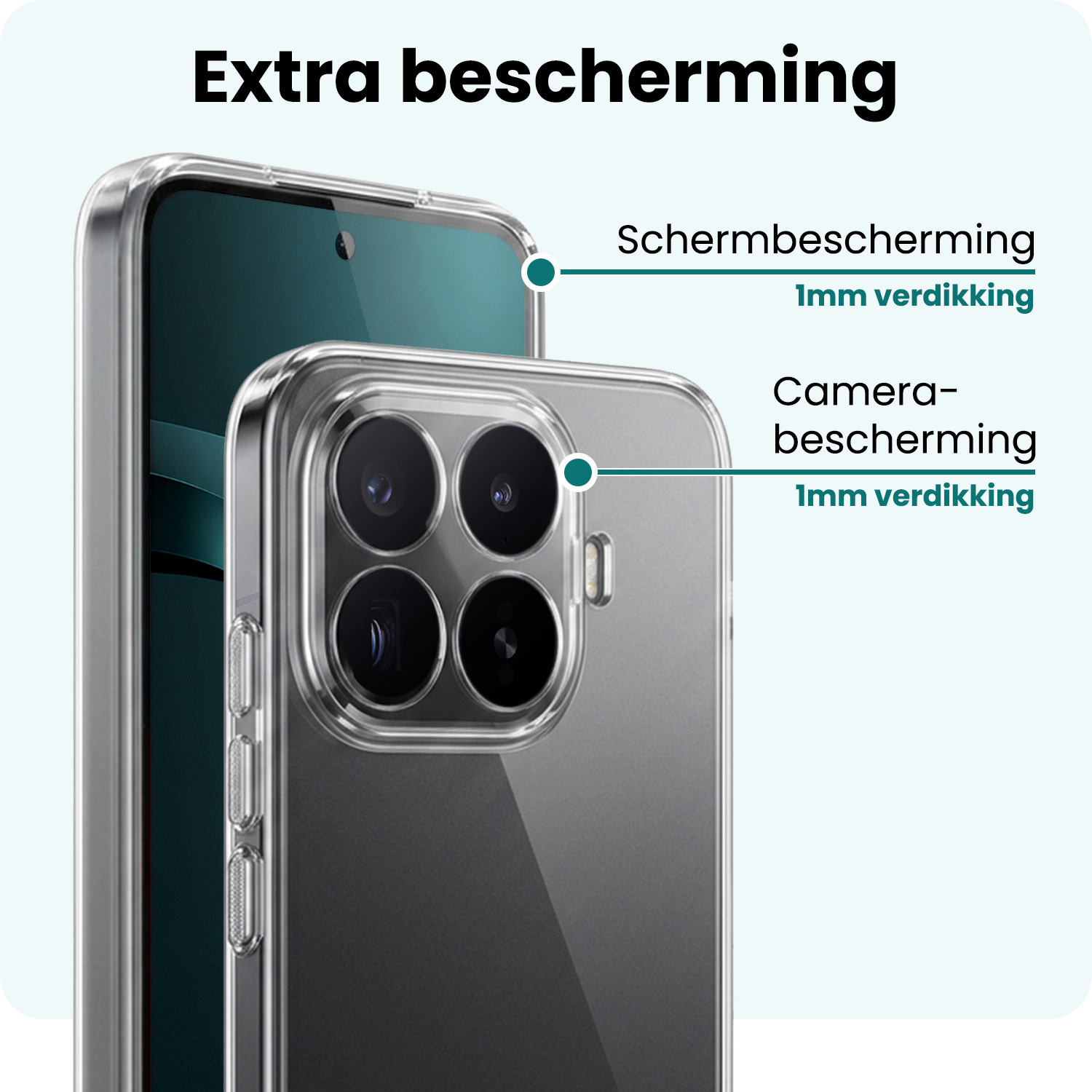 Forterra Forterra Xiaomi 17T Pro Hoesje Siliconen Met 2x Screenprotector - Transparant