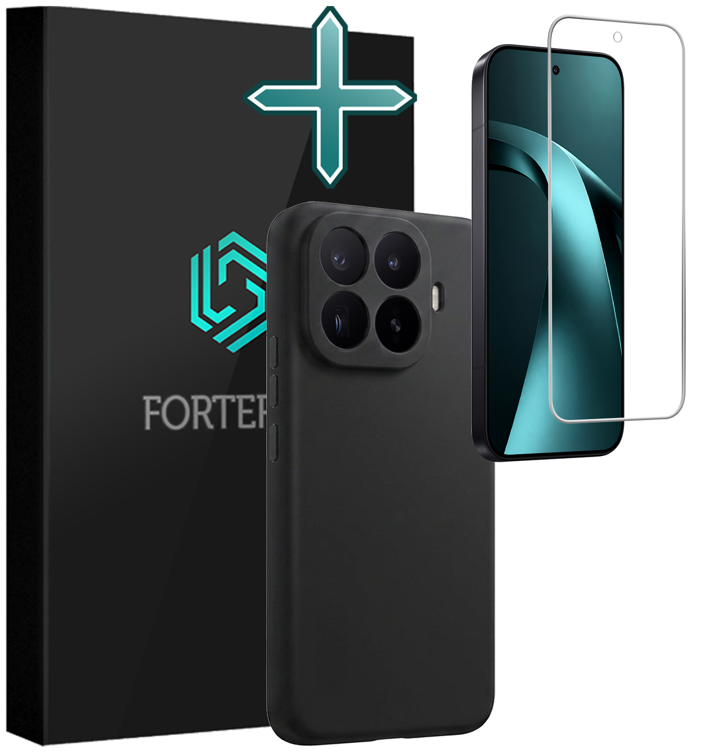 Forterra Forterra Xiaomi 17T Pro Hoesje Siliconen Met Screenprotector - Zwart