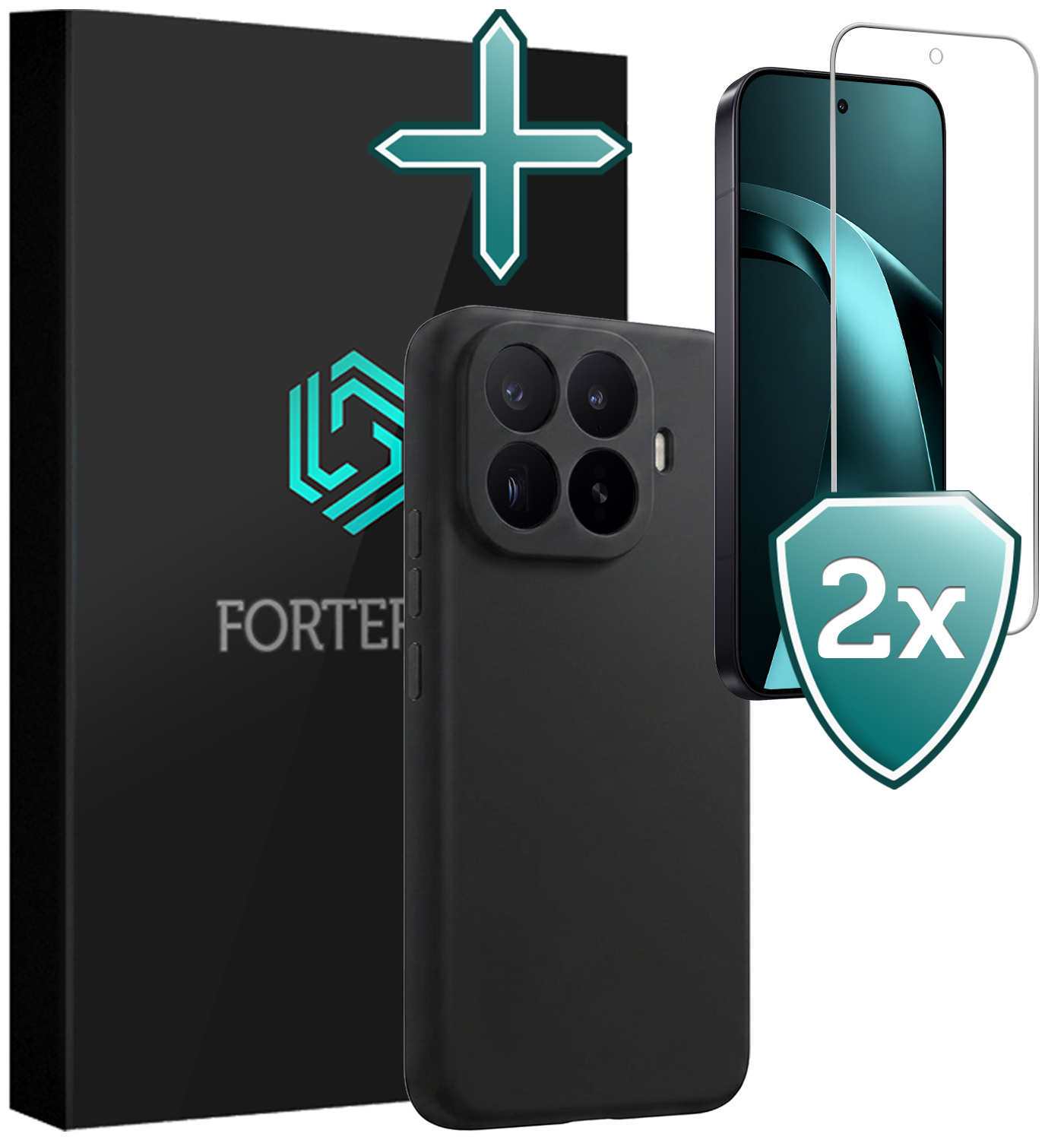 Forterra Forterra Xiaomi 17T Pro Hoesje Siliconen Met 2x Screenprotector - Zwart