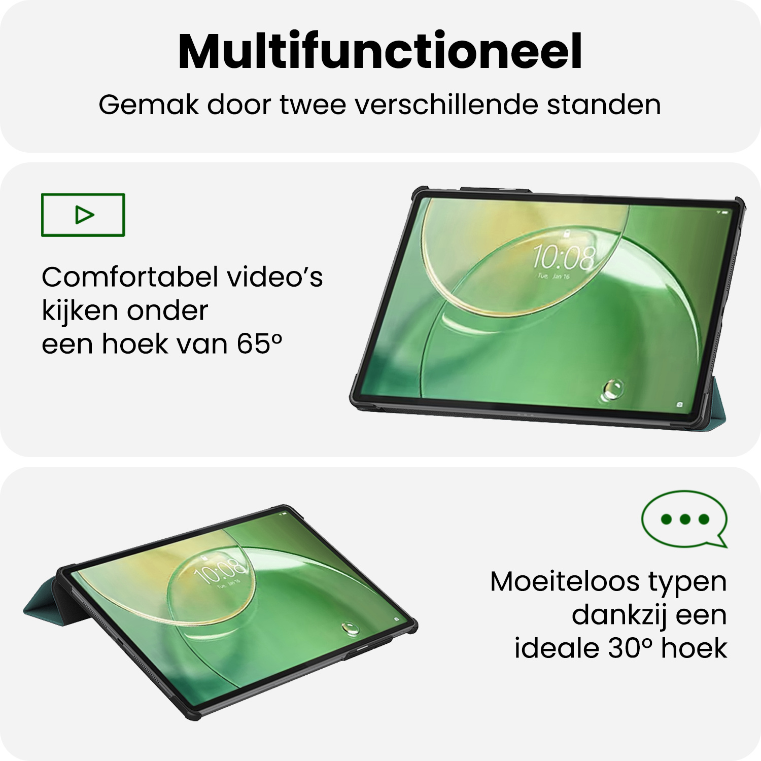 BASEY. BASEY. Lenovo Idea Tab Pro Gen 2 Hoesje - Donkergroen