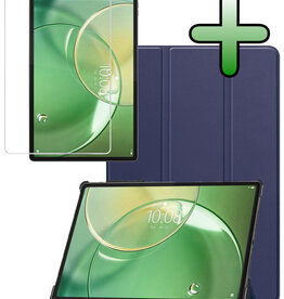 BASEY. BASEY. Lenovo Idea Tab Pro Gen 2 Hoesje Met Screenprotector - Donkerblauw