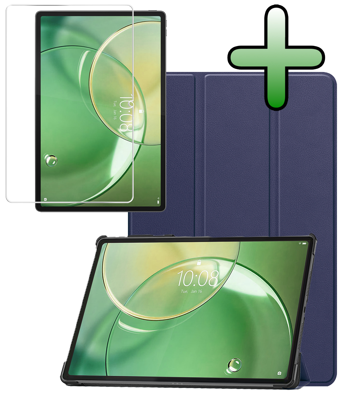 BASEY. BASEY. Lenovo Idea Tab Pro Gen 2 Hoesje Met Screenprotector - Donkerblauw