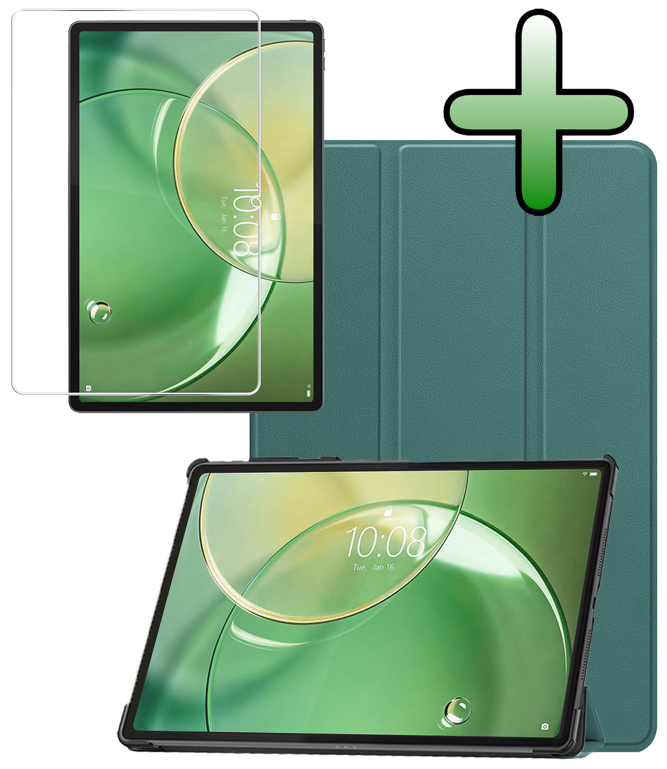 BASEY. BASEY. Lenovo Idea Tab Pro Gen 2 Hoesje Met Screenprotector - Donkergroen